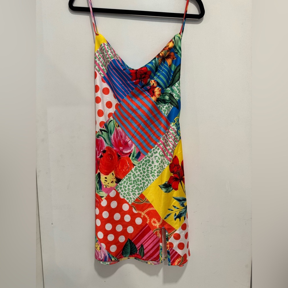 Colorful Patchwork Slip Dress